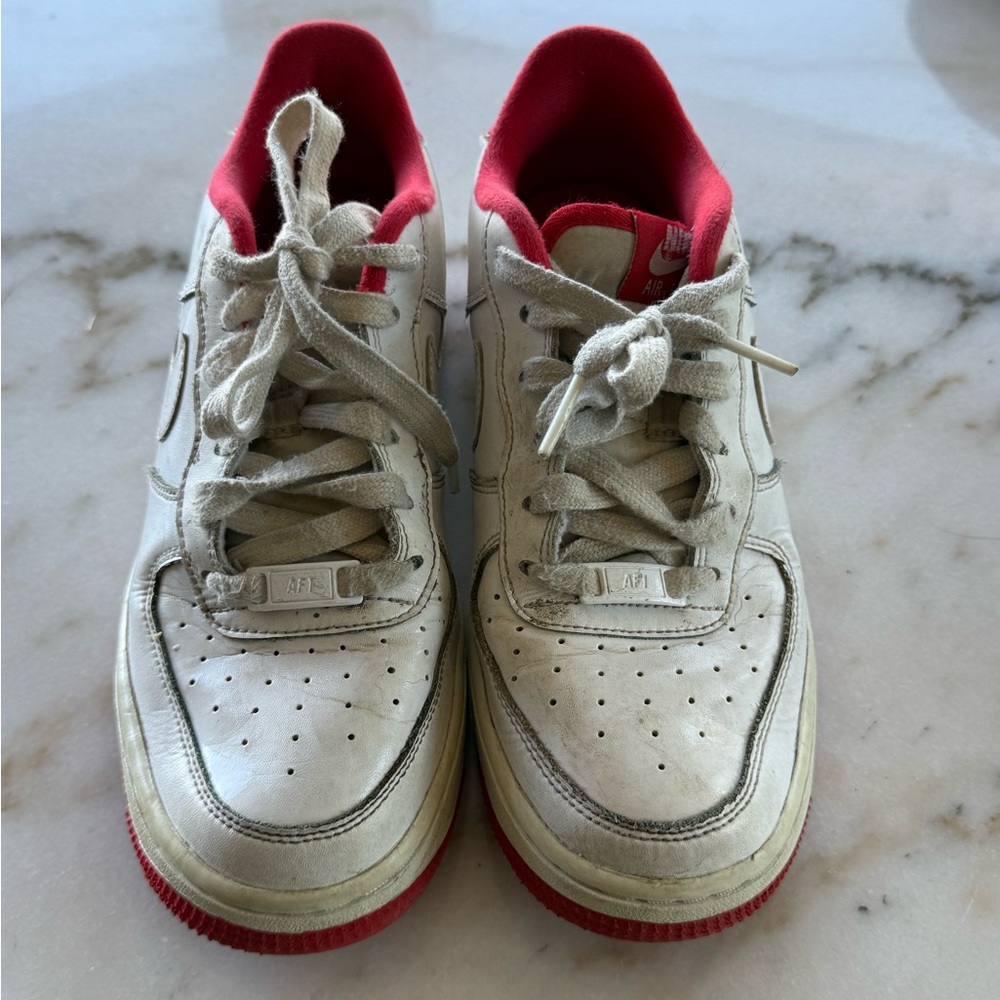 Nike Kids Air Force Sneakers in White and Red